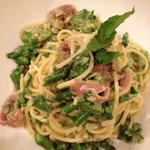 Spring Carbonara with Asparagus, Prosciutto and early Garlic
