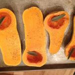 Roasted butternut squash with cracked pepper and sage