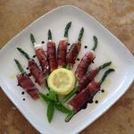 Prosciutto wrapped asparagus agro dolce